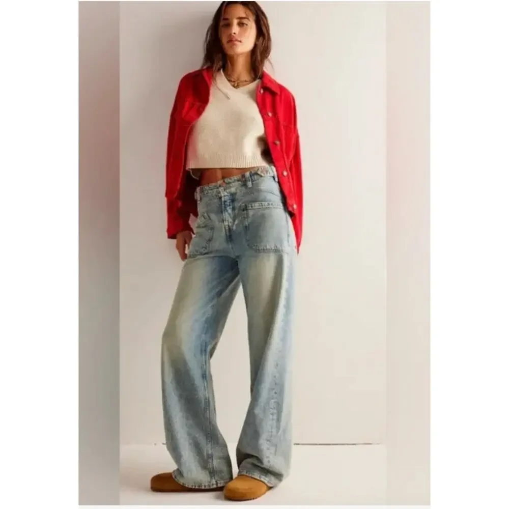 Free People Palmer Cuffed Jeans 28 NEW We the Free